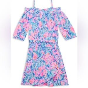 LILY PULITIZER Girls Dorita Seashell off the Shoulder Cotton Dress